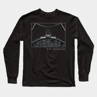 Cockpit Instruments P-47 fighter aircraft WW2 Long Sleeve T-Shirt